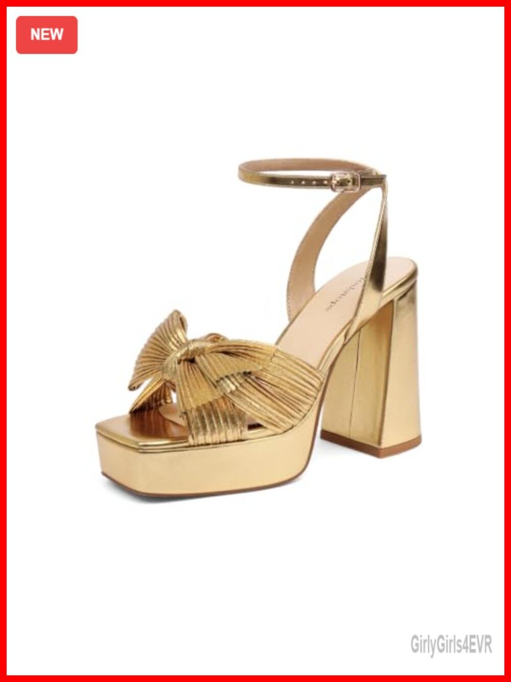Women Platform Heels Bow Chunky Block Heel Square Open Toe Ankle Strap Wedding
